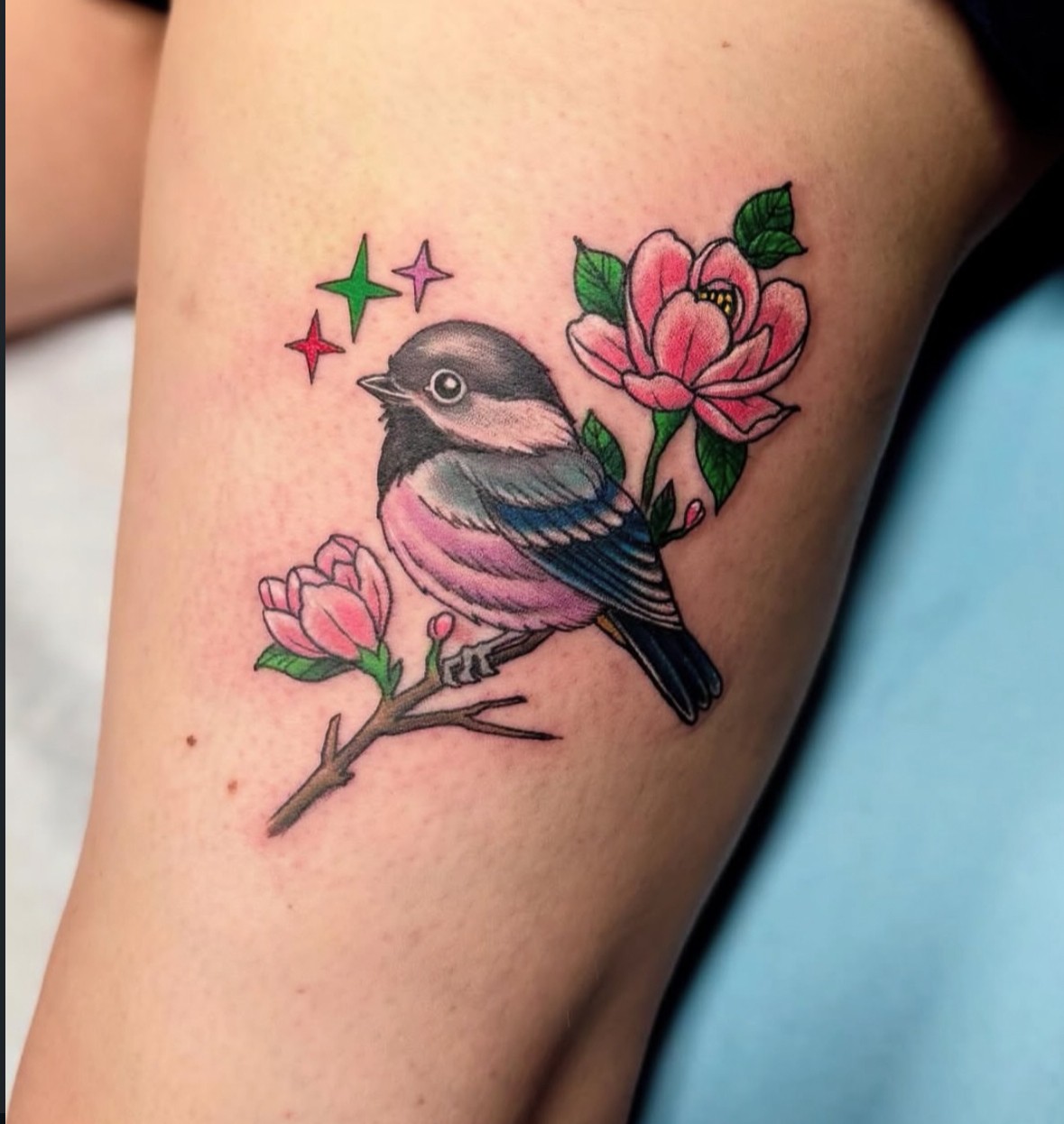 His and hers skull tattoos by John Fitzgerald of Highmark Tattoo in Lynnwood, WA. 