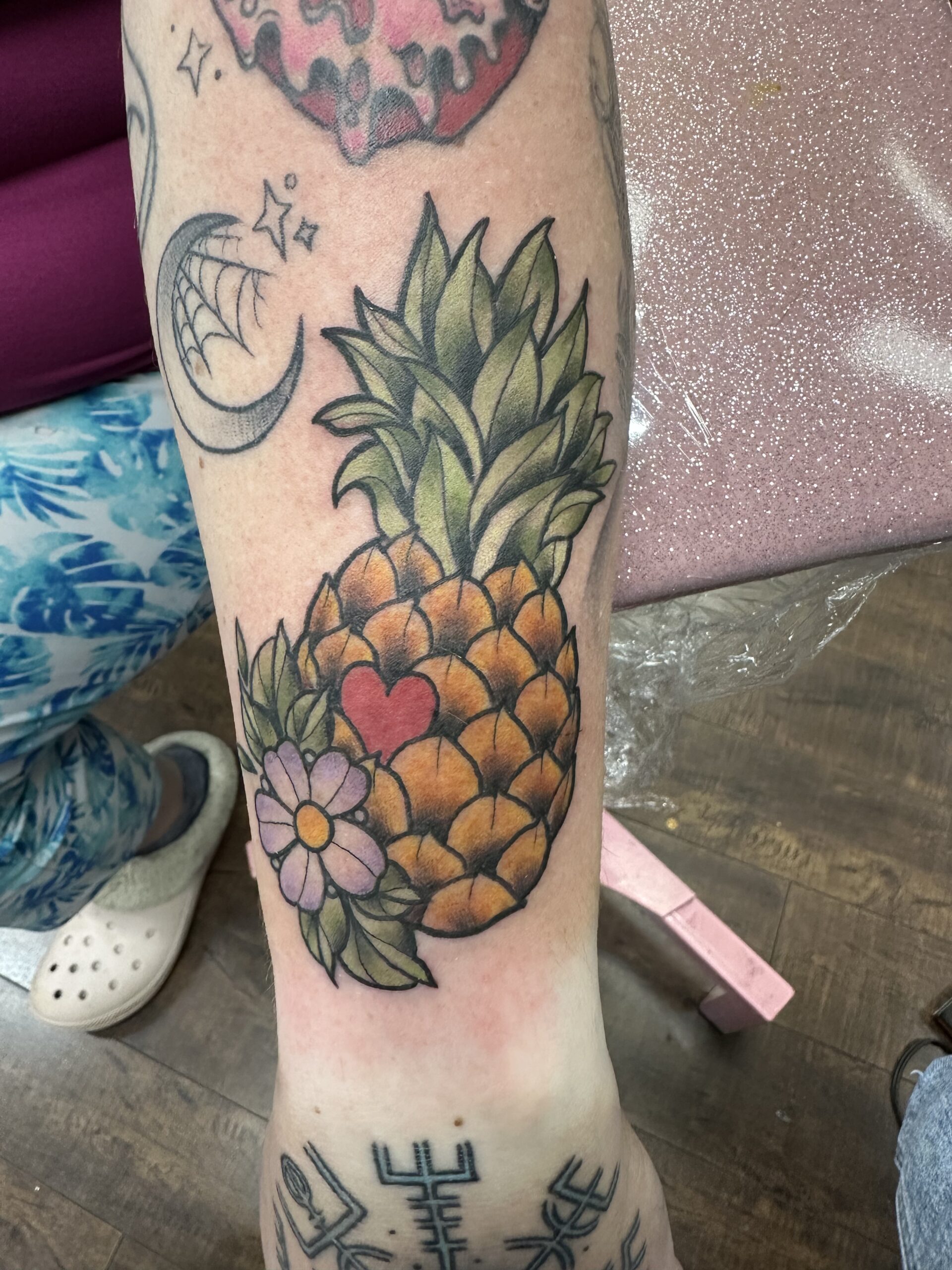 His and hers skull tattoos by John Fitzgerald of Highmark Tattoo in Lynnwood, WA. 